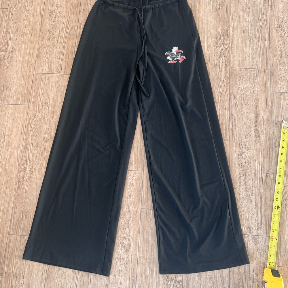 Custom U Miami Black Wide-Leg Pants small